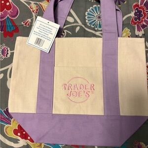 Trader Joe's Lavender Canvas mini Tote Bag